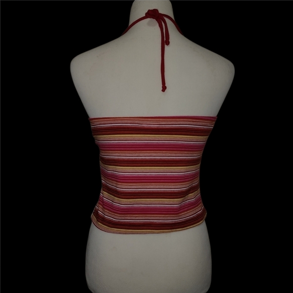 Vtg 80s Nextera Clothing Halter Tube Cropped Striped Top Sz MEDIUM Beach Summer - Picture 3 of 6